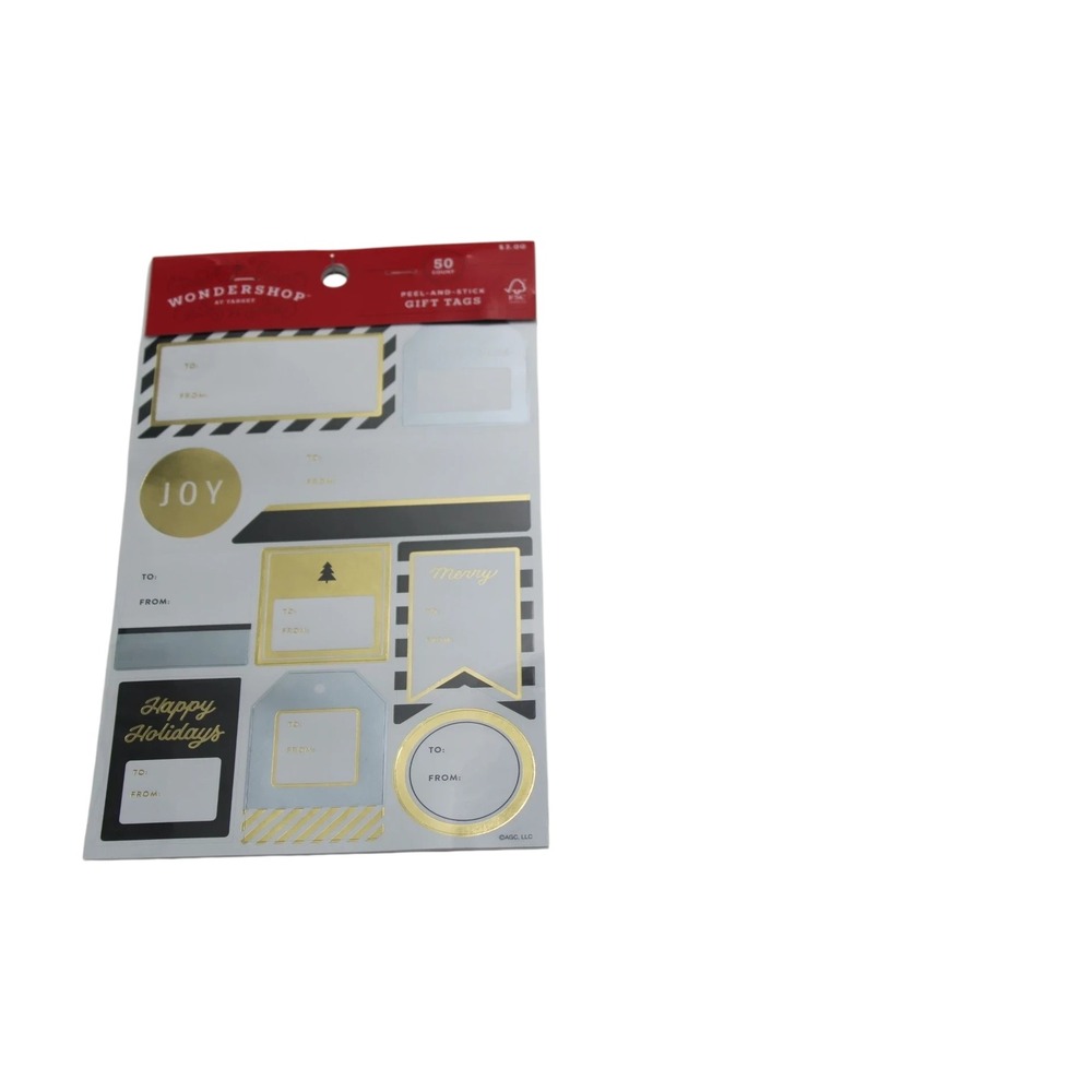 5 Pack Wondershop Target 50 Count Christmas Peel and Stick Gift Tags Black Gold